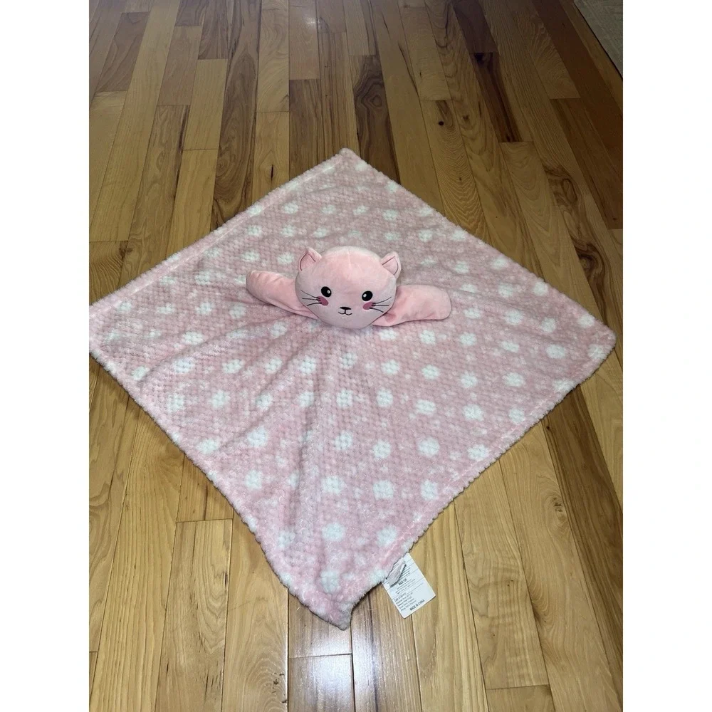 Sam Salem and Son Pink Kitty Cat Large Plush Baby Blanket Security Lovey LARGE